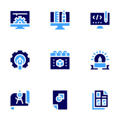 Design icon set. Bold style. Duotone colors. design , creative design, web design , graphic design , code design, compass, calendar