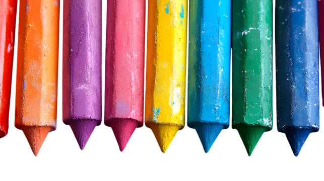 A brand-new set of colorful wax pastels, sharpened and bright. --ar 16:9