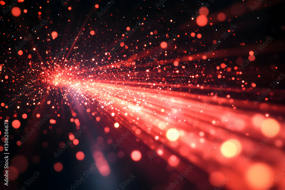 Poster dynamic red light burst background with glittering bokeh effects