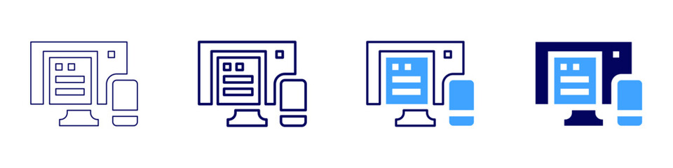 Design perspective icon in 4 different styles. Thin Line, Line, Bold Line, Duotone. Duotone style. Editable stroke