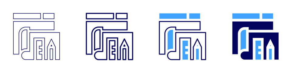 Design presentation icon in 4 different styles. Thin Line, Line, Bold Line, Duotone. Duotone style. Editable stroke
