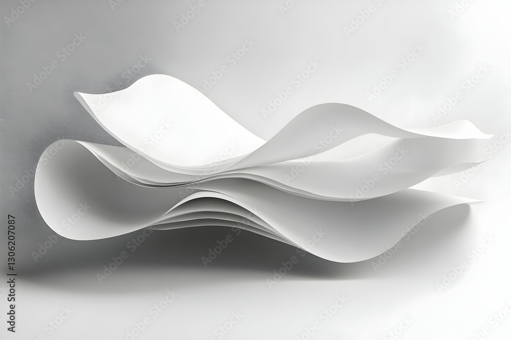 Poster elegant arrangement of white papers creating an abstract and flowing design