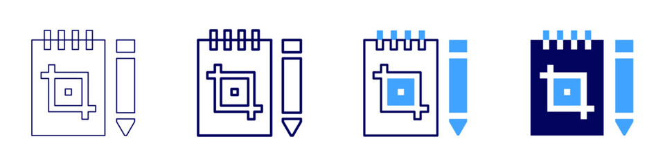 Obraz premium Design professionalism icon in 4 different styles. Thin Line, Line, Bold Line, Duotone. Duotone style. Editable stroke