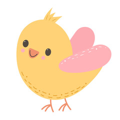 Cute chick isolated on white background.