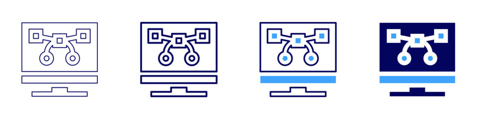 Design studios​ icon in 4 different styles. Thin Line, Line, Bold Line, Duotone. Duotone style. Editable stroke