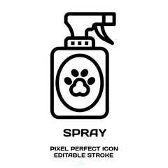 Spray symbol, featuring an editable stroke outline icon isolated on white background flat vector illustration. Pixel perfect