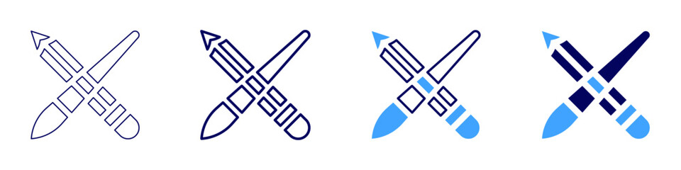Design tools​ icon in 4 different styles. Thin Line, Line, Bold Line, Duotone. Duotone style. Editable stroke