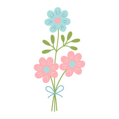 Bouquet of flowers isolated on white background.