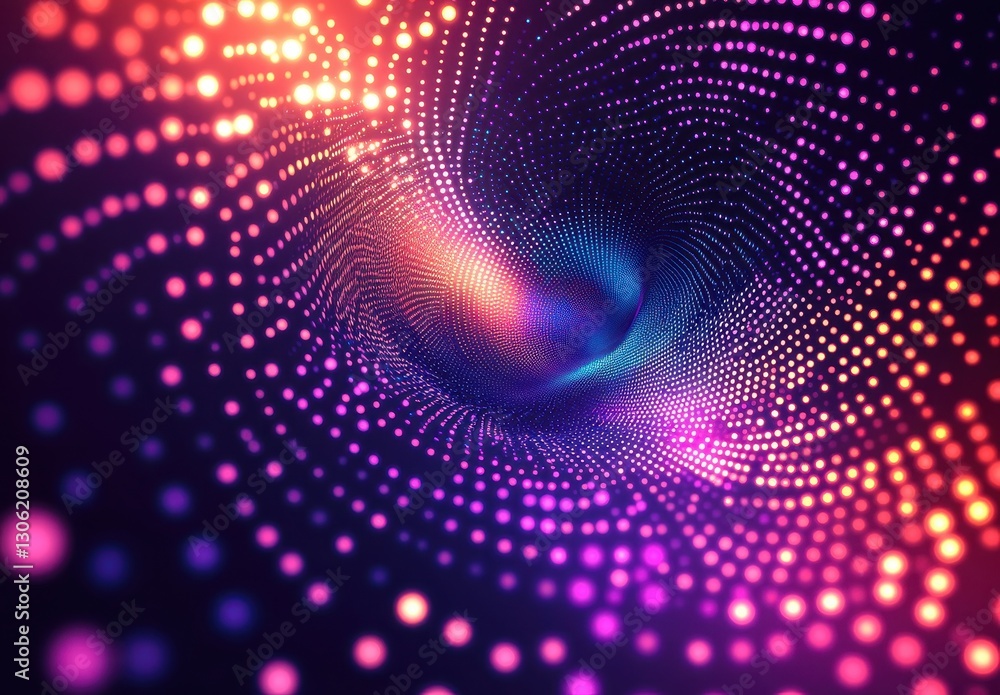 Poster colorful swirling dots creating a vibrant abstract background with a sense of depth and movement in 