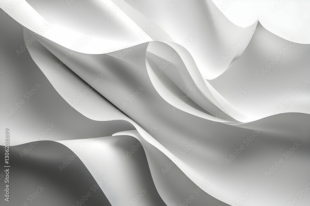 Poster elegant flowing shapes abstract with smooth transition and monochrome color palette and refined mini