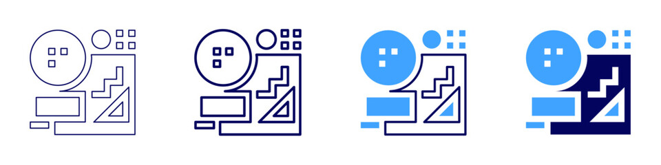 Memphis icon in 4 different styles. Thin Line, Line, Bold Line, Duotone. Duotone style. Editable stroke