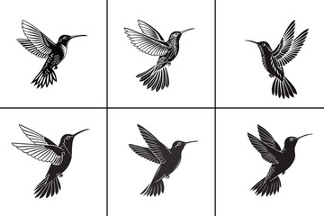 Silhouette Hummingbird Full Body in Black – Minimalist Hummingbird Design