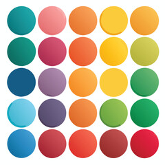 set of different color fill round shape palette