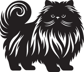 Persian cat vector in black and white