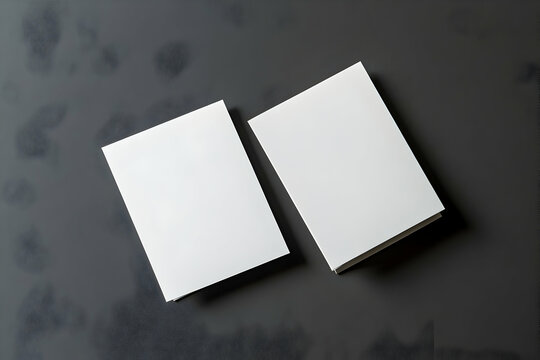 Elegant Stationery Mockup Featuring Two Blank Cards on a Dark Surface
