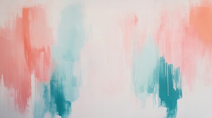 Obraz premium Dynamic brush strokes create a soft canvas with subtle hues of coral and teal in an abstract art piece