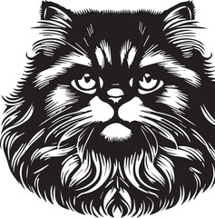 Persian cat vector in black and white