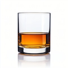 Glass of Amber Alcohol Whiskey or Bourbon Drink Studio Shot Close up