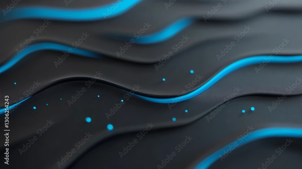 Poster Close-up view of a textured black surface featuring subtle blue highlights, showcasing a minimalist aesthetic with ample space for design elements on the right