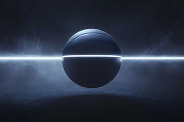 Obraz premium Futuristic Basketball Concept with Neon Light, Sports and Technology