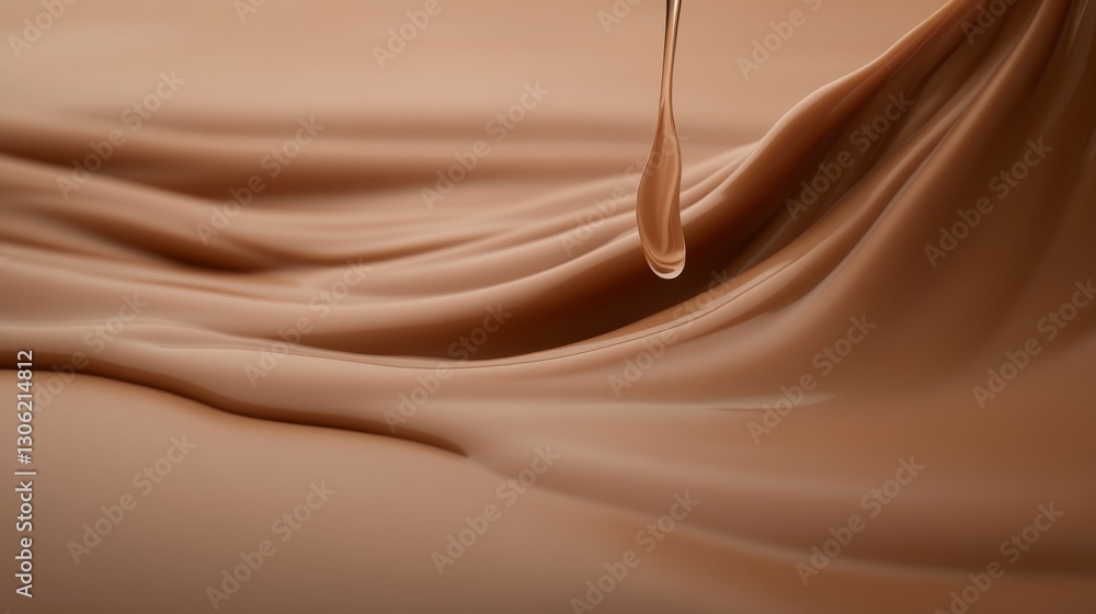 Aufkleber a gold pipette delicately releases a single droplet of serum onto a smooth beige surface, highlighte