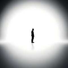 Minimalist Black Silhouette of Lone Figure on White Background - High Contrast Art