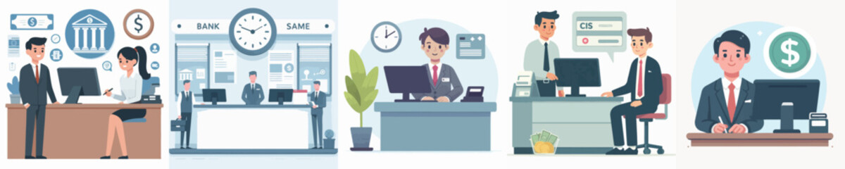 Vector of a bank teller.