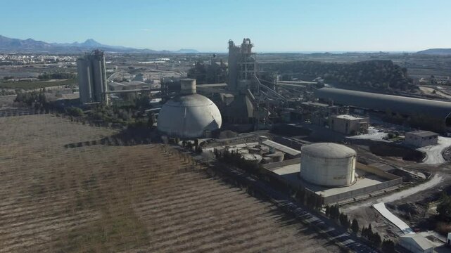 Orbiting around a huge cement manufacturing plant. San Vicente del Raspeig, Spain.