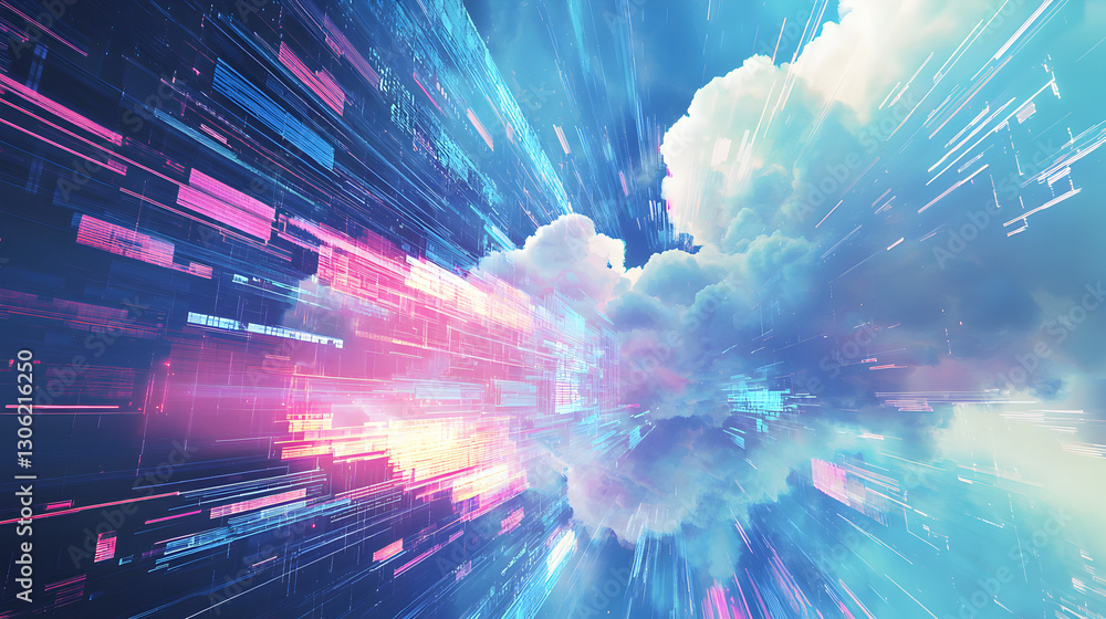 Poster enhancing productivity digital workspace cloud-based environment photo stock modern tech abstract vi