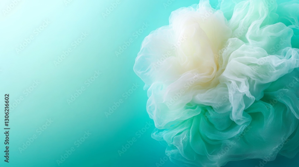 Aufkleber Delicate and intricate structure of a single bacterium floats in an aquatic environment against a soft teal backdrop, highlighting its organic complexity