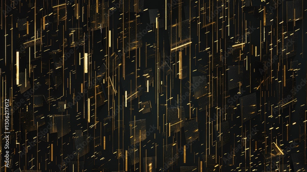 Poster explore a captivating abstract pattern featuring glitchy lines against a dark backdrop. this modern 