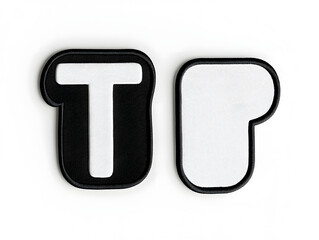 Fototapeta premium Minimalist Black and White Letter T Embroidered Patch Mockup