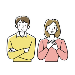 喜んでいる若いカップルの上半身