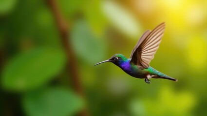 Rivoli's hummingbird (Eugenes fulgens) soaring in Costa Rica