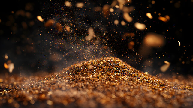 A fine pile of ground cumin and minced caraway, dispersed in motion. --ar 16:9