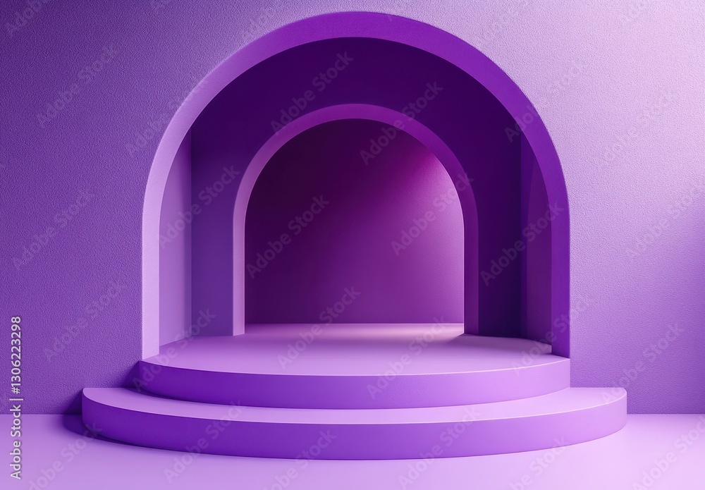 Poster elegant purple arches with smooth curves and soft shadows create a captivating abstract space for ar