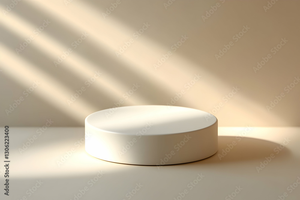 Poster minimalist product display platform with soft lighting accentuates