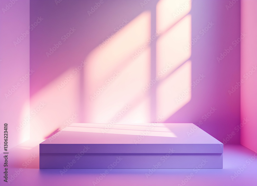 Poster minimalist product display platform with soft light and subtle shadows