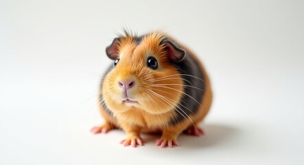 Quirky guinea pig against a white backdrop