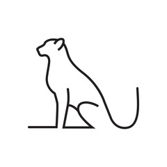 Drawing of a wild leopard template. One line drawing illustration, Hand drawn vector character line art illustration