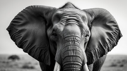 Naklejka premium Close-up View of an Elephant's Head