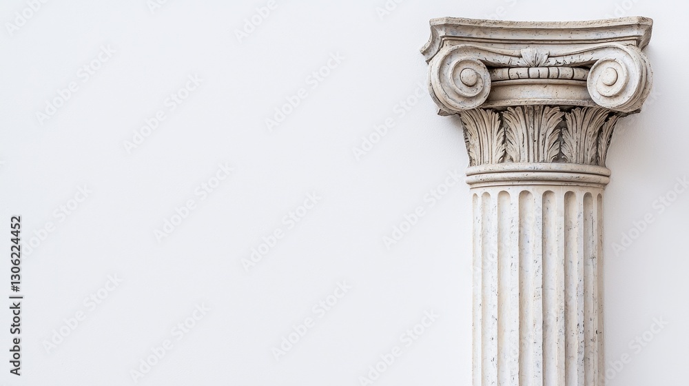 Poster classical corinthian column against simple white background