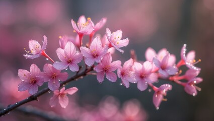 Cercis siliquastrum, commonly known as the European scarlet or Judas tree, showcases its delicate pink flowers up close. This species belongs to the Fabaceae family, which includes various trees an...