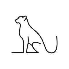 Drawing of a wild leopard template. One line drawing illustration, Hand drawn vector character line art illustration