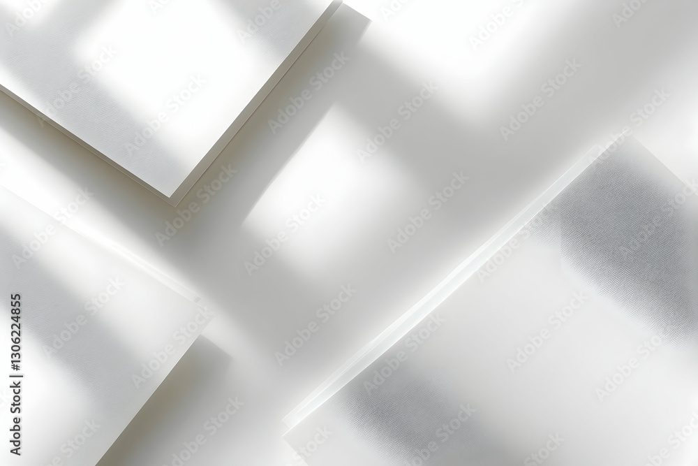 Aufkleber overhead view of three crisp white sheets with soft light and shadow