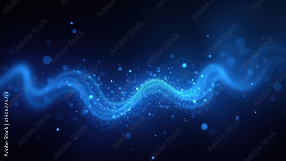 Aufkleber luminous blue particle background. cosmic blue dust scattered with stars against a dark backdrop. dy