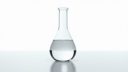 Laboratory flask against a simple white background, features scientific themes. Concepts in science, chemistry, biotechnology, and lab work. Modern and stylish in design.