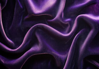 Obraz premium Elegant purple satin fabric with smooth texture, gentle folds and rich depth, perfect for fashion, decor, or artistic backgrounds and design projects.