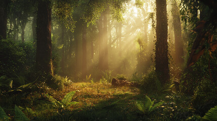 Obraz premium 密林に差す光