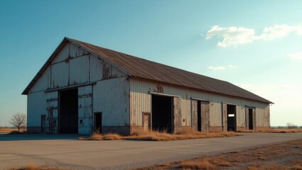 Fototapeta premium Abandoned vintage and weathered hangar structure